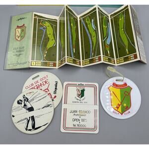 Golf Bag Tags & Map Costa del Sol Paraiso, St Grande Spain Golf Courses Vintage